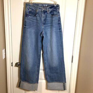 Old Navy Jeans Women's Extra High Rise Cuffed Wide Leg Denim Trousers Size 4